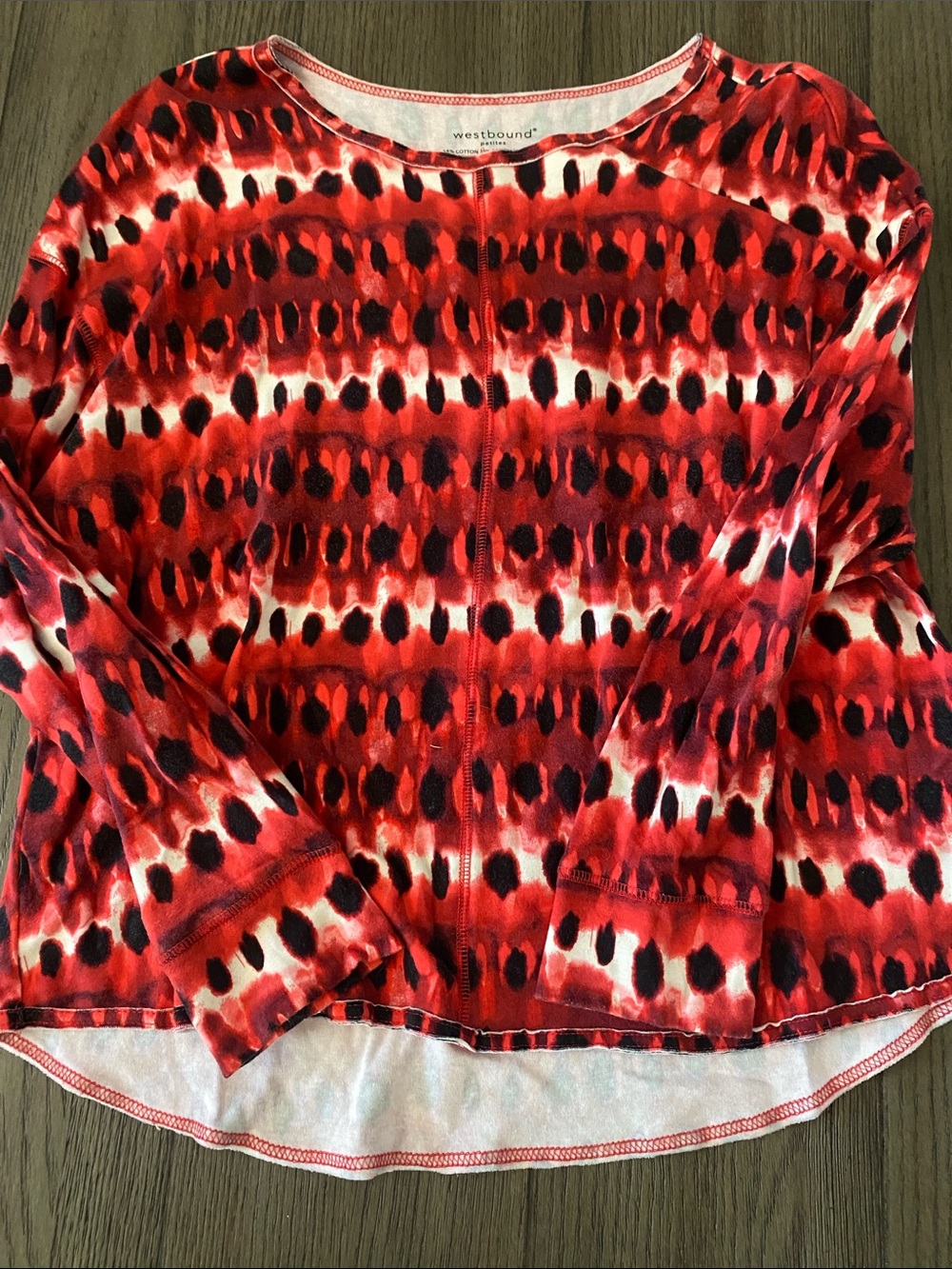 Westbound Red & Black Printed Long Sleeve Women's Top